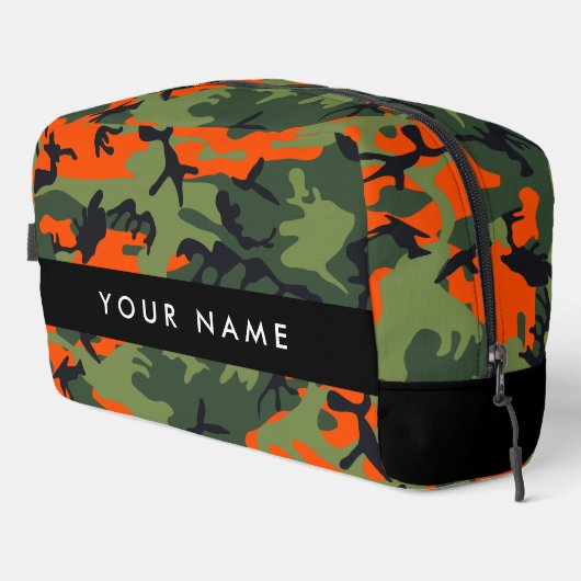 Orange Camouflage Pattern, Ihr Name, Personalisier Waschbeutel (Rechte Ecke)
