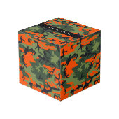Orange Camouflage Pattern, Ihr Name, Personalisier Würfel (Rückseite Schrägansicht)