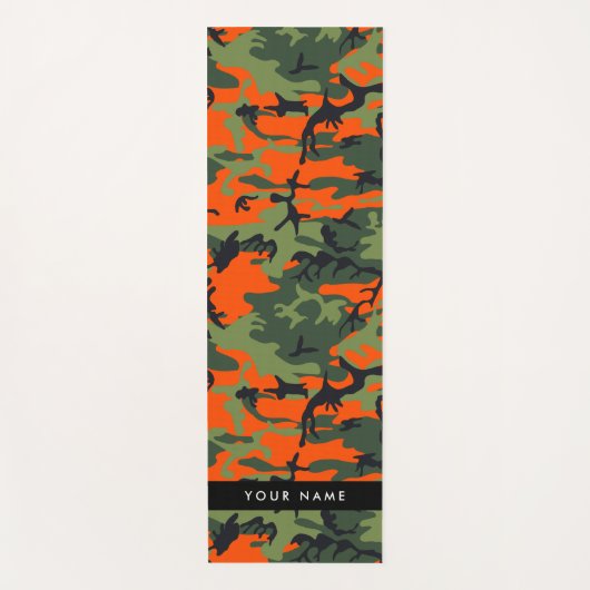 Orange Camouflage Pattern, Ihr Name, Personalisier Yogamatte (Vorderseite)