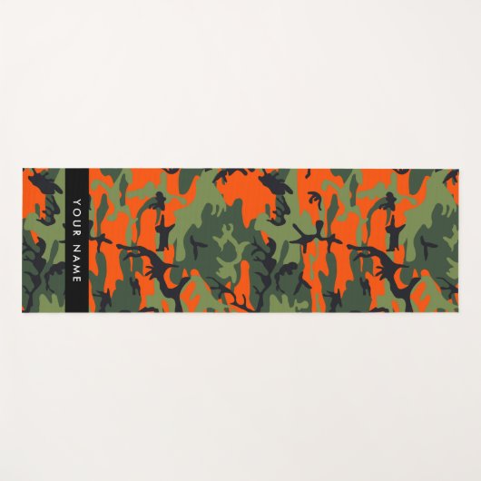 Orange Camouflage Pattern, Ihr Name, Personalisier Yogamatte (Vorderseite (Horizontal))
