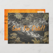 Orange Camouflage Save the Date! Ankündigungspostkarte (Vorne/Hinten)