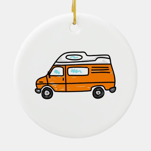 Orange Campervan Keramikornament (Hinten)