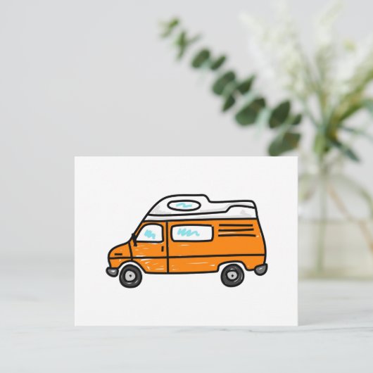 Orange Campervan Postkarte (Stehend Vorderseite)