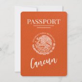 Orange Cancun Passport Save the Date (Rückseite)