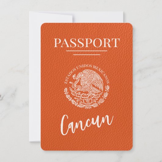 Orange Cancun Passport Save the Date (Rückseite)
