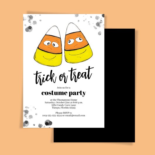 Orange Candy Corn Trick oder Treat Halloween-Party Einladung