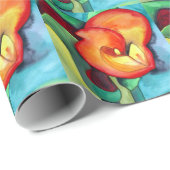 Orange Canna lia Blume Originale Aquarellkunst Geschenkpapier (Rolleneckpunkt)