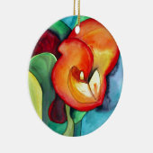 Orange Canna lia Blume Originale Aquarellkunst Keramikornament (Rechts)