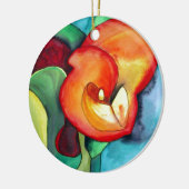 Orange Canna lia Blume Originale Aquarellkunst Keramikornament (Links)