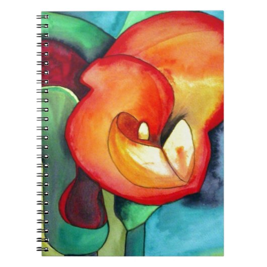 Orange Canna lia Blume Originale Aquarellkunst Notizblock (Vorderseite)