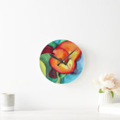 Orange Canna lia Blume Originale Aquarellkunst Runde Wanduhr (Zuhause)