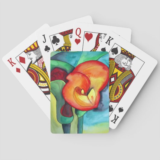 Orange Canna lia Blume Originale Aquarellkunst Spielkarten (Rückseite)