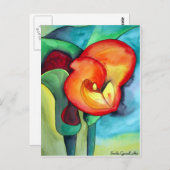 Orange Canna Lilie Originale Aquarellkunst Postkarte (Vorne/Hinten)