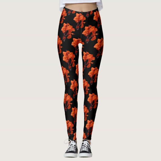 Orange Canna Lilies Leggings (Vorderseite)