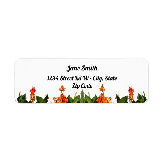 Orange Canna Lilies und Blätter Rücksendeadresse (Vorne)