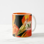 Orange Canna Lily Monogramm Zweifarbige Tasse (VorderseiteRechts)