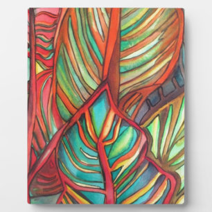 Orange Canna verlasse Aquarellfarben Originale Kun Fotoplatte