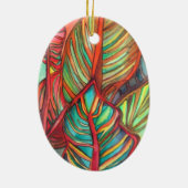 Orange Canna verlasse Aquarellfarben Originale Kun Keramikornament (Hinten)