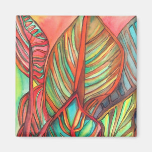 Orange Canna verlasse Aquarellfarben Originale Kun Magnet