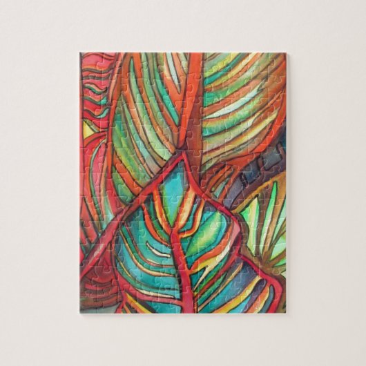 Orange Canna verlasse Aquarellfarben Originale Kun Puzzle (Vertikal)