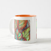 Orange Canna verlasse Aquarellfarben Originale Kun Zweifarbige Tasse (Vorderseite Links)