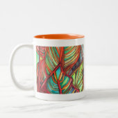 Orange Canna verlasse Aquarellfarben Originale Kun Zweifarbige Tasse (Links)