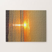 Orange Cape Cod Sunset über dem Strand Puzzle (Horizontal)