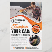 Orange Car Washing Waxing Auto Detailinformationen Flyer (Vorne)