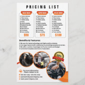 Orange Car Washing Waxing Auto Detailinformationen Flyer (Hinten)