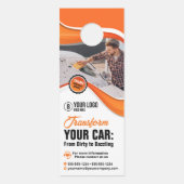 Orange Car Washing Waxing Auto Detailinformationen Türanhänger (Vorderseite)