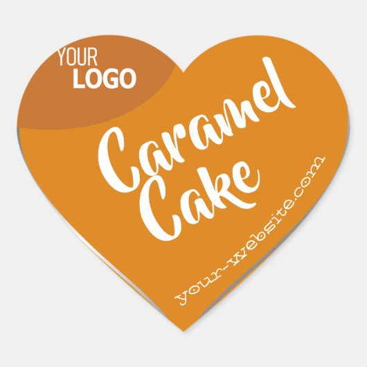Orange Caramel Silver Frame Logo Template Baking Herz-Aufkleber (Vorderseite)