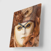 Orange Carnival costume, Venice Quadratische Wanduhr (Winkel)