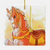 Orange Carousel Horse Keramikornament (Rückseite)