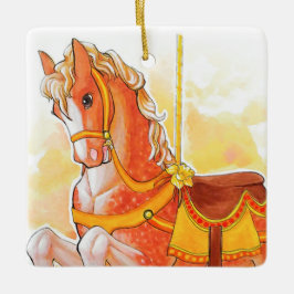 Orange Carousel Horse Keramikornament