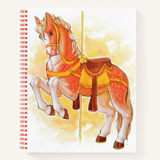Orange Carousel Horse Notebook Notizblock (Vorderseite)