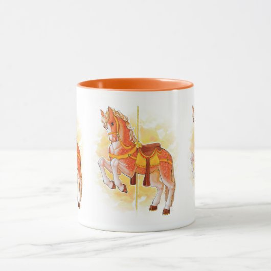 Orange Carousel Horse Tasse (Zentrum)