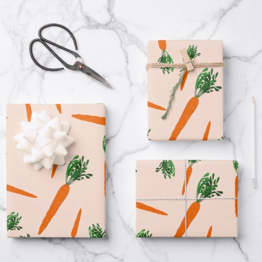 Orange Carrot Pattern Geschenkpapier Set (Vorderseite)