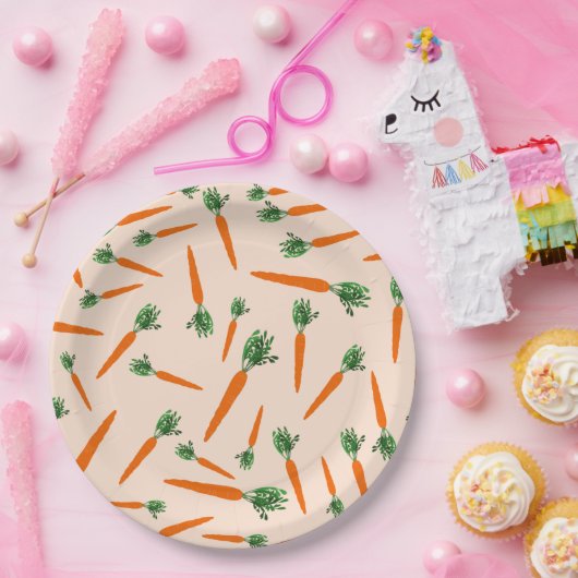 Orange Carrot Pattern Pappteller (Party)