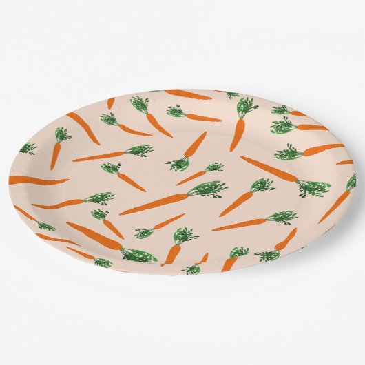 Orange Carrot Pattern Pappteller (Schrägansicht)