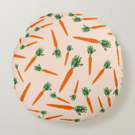 Orange Carrot Pattern Rundes Kissen