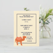 Orange Cartoon Camel Bactrian 2 Humps Custom Einladung (Stehend Vorderseite)