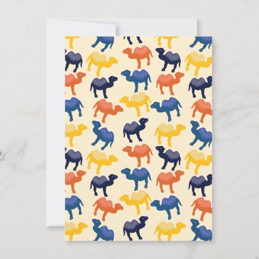 Orange Cartoon Camel Bactrian 2 Humps Custom Einladung (Rückseite)