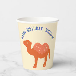 Orange Cartoon Camel Birthday Party Personalisiert Pappbecher