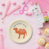Orange Cartoon Camel Birthday Party Personalisiert Pappteller (Party)
