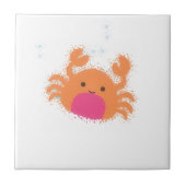 Orange Cartoon Crab Fliese (Vorderseite)