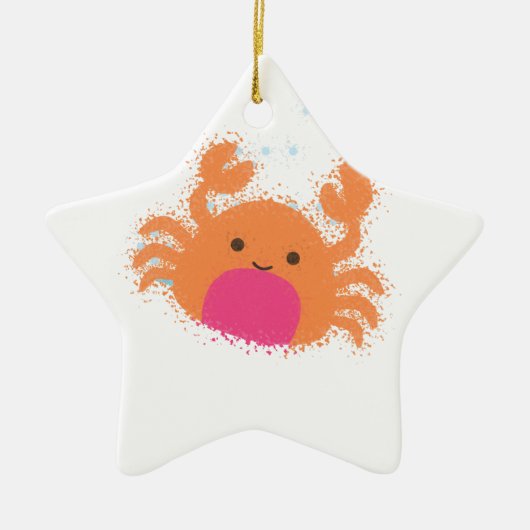 Orange Cartoon Crab Keramikornament (Vorne)