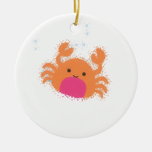 Orange Cartoon Crab Keramikornament (Vorne)