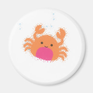 Orange Cartoon Crab Magnet