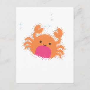 Orange Cartoon Crab Postkarte