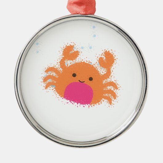 Orange Cartoon Crab Silbernes Ornament (Vorne)